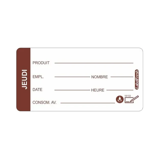 Etiqueta Trazabilidad LabelFresh Soluble Pro Día Jueves 60x30 mm - 250 unidades