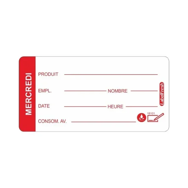 Etiqueta de Rastreabilidade Alimentar LabelFresh Solúvel Pro Quarta-feira 60x30mm - 250 unidades