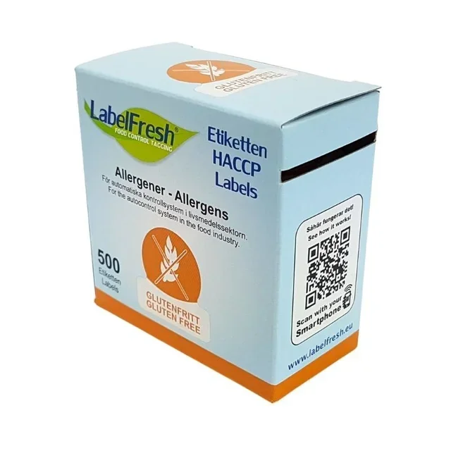 Etiqueta de Rastreabilidade Alimentar LabelFresh - Identificação de Alérgenos Sem Glúten - Formato 70x45 mm - Pack de 500 Unidades