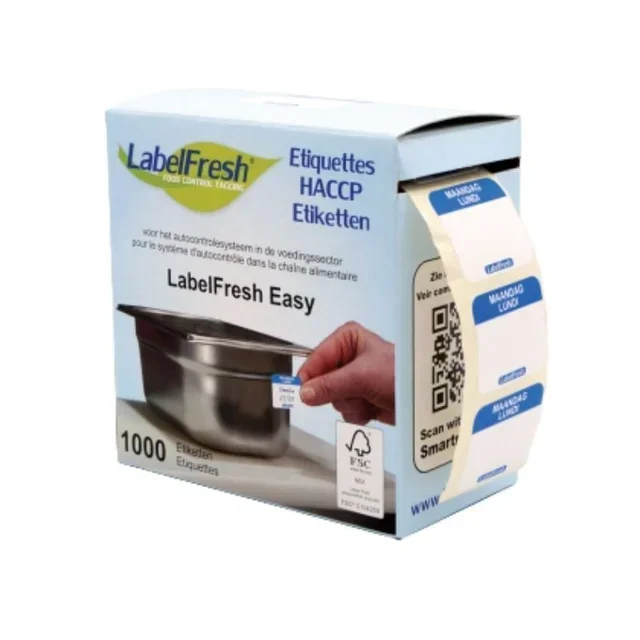 Etiqueta Rastreabilidade Frescura FreshEasy - Dia Segunda-feira - 30x25 mm - Pack 1000 unidades