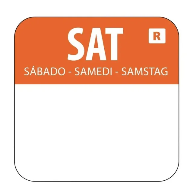 Orange "Saturday" Food Labels Adhesive - 1000 units