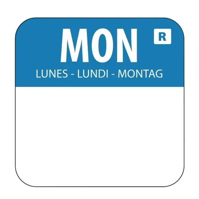 Blue Food Labels "Monday" - Pack of 1000