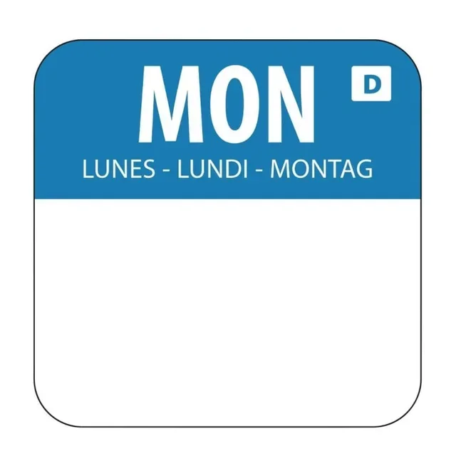 Water-Soluble Food Labels "Monday" - Pack of 1000 units