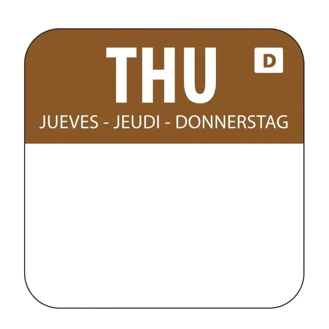 Water-Soluble Food Labels "Thursday" - Printed on Water-Soluble Paper for Temporary Marking