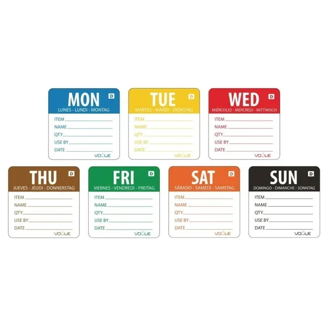 Étiquettes Solubles 50 mm Jours de la Semaine - Lot de 7