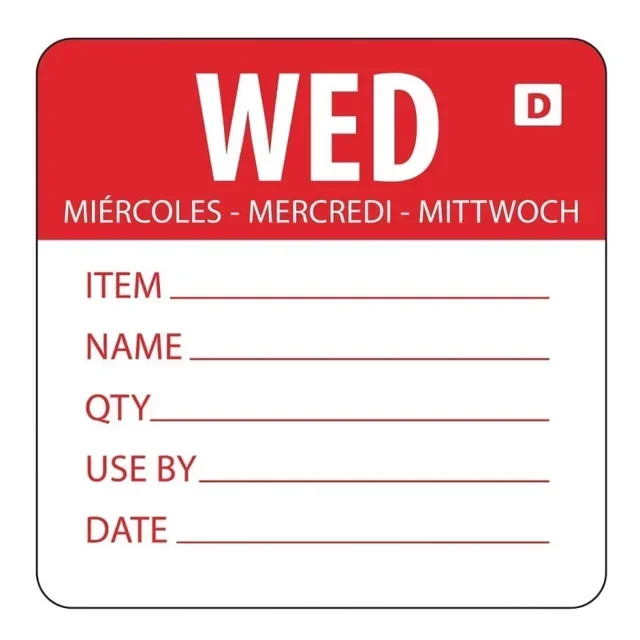 Étiquettes Solubles Mercredi - Rouleau de 250 Unités