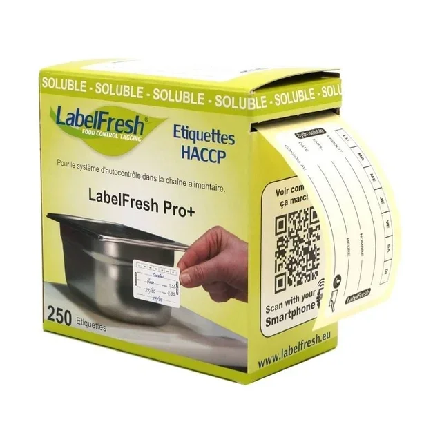 Etiquetas de Rastreabilidade Alimentar LabelFresh Solúveis 70x40mm - Pack 250 unidades
