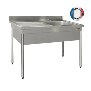 Spülbecken 1 Becken mit Abtropffläche links und Beckenabdeckung - Serie 600 - Breite 1200 mm