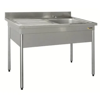 Spülbecken 1 Becken mit Abtropffläche links und Beckenabdeckung - Serie 600 - Breite 1200 mm