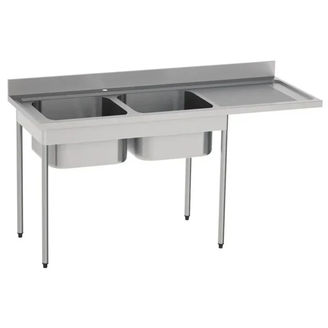 Double Bowl Sink with Right Side Drainboard - Dishwasher Compatible