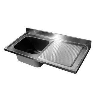 Küchenspüle 1 Becken mit Rechtem Abtropffläche und Aufkantung - Breite 1200 x Tiefe 600 mm