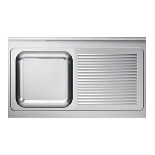 Spültisch 1 Becken mit rechtem Abtropffeld und Aufkantung - 1200 x 700 mm