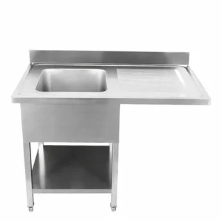 Fregadero de Acero Inoxidable con Paso para Lavavajillas, Respaldo y Estante - 1400 x 700 mm - Escurridor Derecho