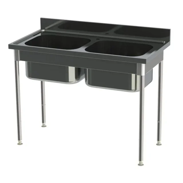 Professionelle Doppelbecken-Spüle ohne Abtropffläche - Serie 600 - Breite 120 cm