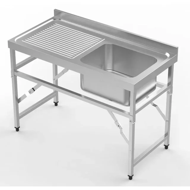 Foldable Sink 1 Bowl with Left Drainer and Upstand - L 1200 x D 600 mm