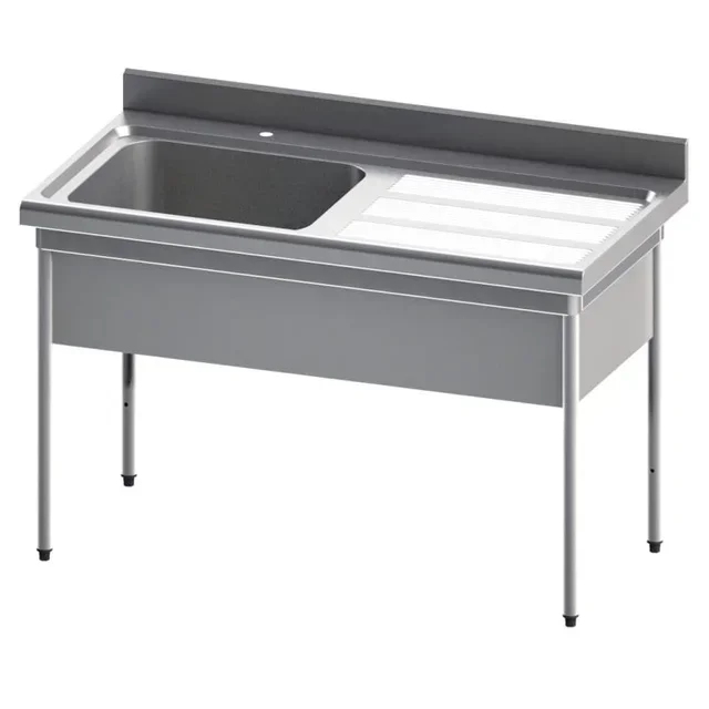 Edelstahlspüle 1 Becken mit Rechtem Abtropfbrett und Beckenabdeckung - Tiefe 700 mm - Länge 1600 mm