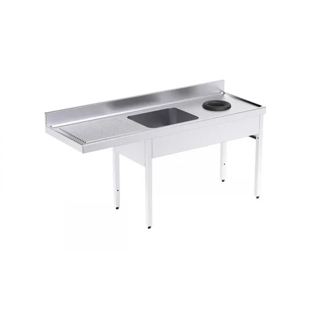 Single Bowl Sink with Pass-Through Dishwasher, Left Drainer and Waste Disposer Unit - Dimensions 1800 x 700 mm