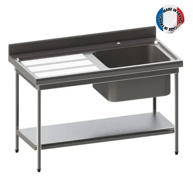 Lava-Louças Aço Inoxidável 1 Cuba com Escorredor Esquerdo - Profundidade 700 x Largura 1200 mm