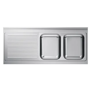 Double Bowl Sink with Left Drainer and Upstand - Width 2000 mm x Depth 600 mm