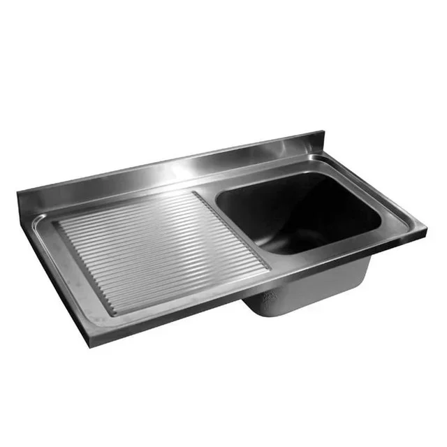 Double Bowl Sink with Left Drainer and Upstand - Width 2000 mm x Depth 600 mm