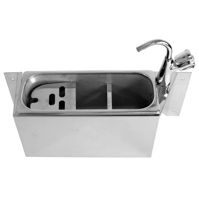 Sink with Faucet for Ice Cream Scoop, Water Connection System and Drain Hose