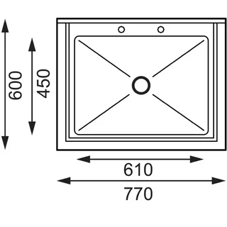 Deep Bowl Sink with Backsplash 100 Litres - 770 x 600 mm