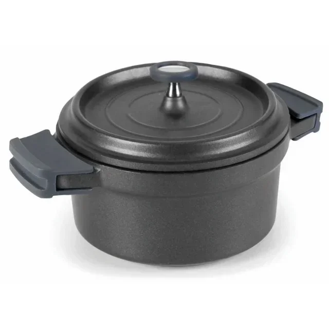 Black Casserole with Cast Aluminum Lid - Diameter 28 cm - Capacity 6.7 Litres