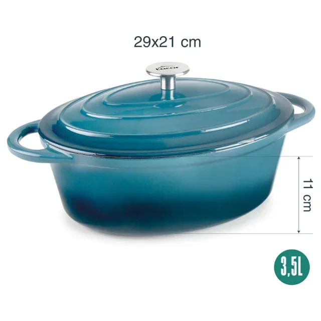 Cacerola Ovalada 3,5 L con Tapa Serie Ocean