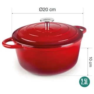 Faitout Rond avec Couvercle Red – Diamètre 200 mm – Capacité 2,5 L