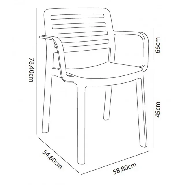 Garden Chair Wind - White Color - Pack of 4 Pieces