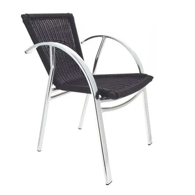 Garden Armchair Mandelieu Anodized Black Aluminum Frame