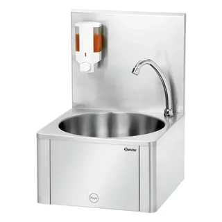 Knee-Operated Hand Wash Basin with Integrated Soap Dispenser