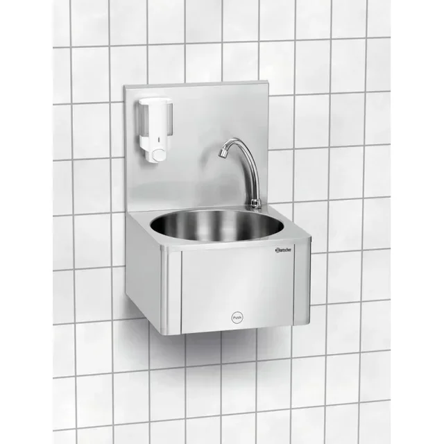 Knee-Operated Hand Wash Basin with Integrated Soap Dispenser