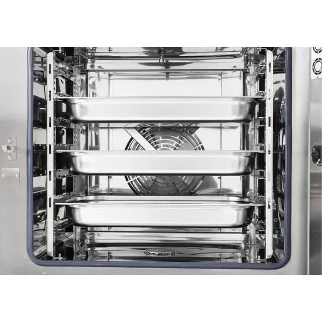 Professional Combi Oven Touch Screen 7 GN 1/1 Levels - Stand, Fixing Kit and Integrated Hood