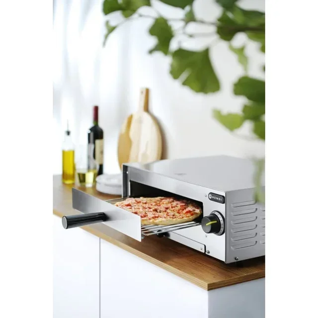Four à Pizza Électrique 1200W avec Pierre Réfractaire, Température Réglable jusqu'à 350°C, Four à Pizza Professionnel pour Pizza Maison Croustillante, Minuteur 15 Min, Plaque de Cuisson Incluse