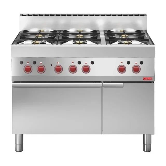 6 Burner Range on Electric Convection Oven with Open Compartment 650 mm