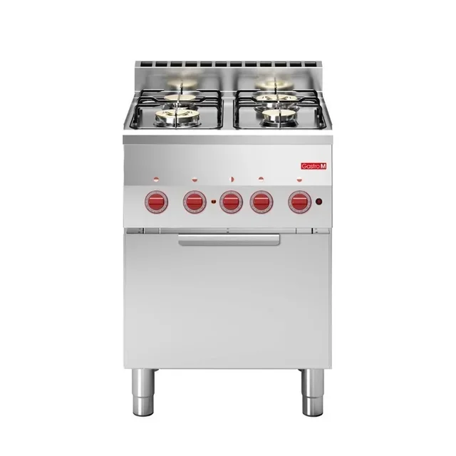 Gas Range 4 Burners on Electric Convection Oven Gastronorm 2/3 Width 600 mm