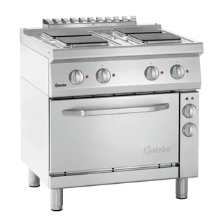 Fogão Profissional Série 700 - 4 Placas Aquecedoras Quadradas e Forno Gastronorm GN 1/1