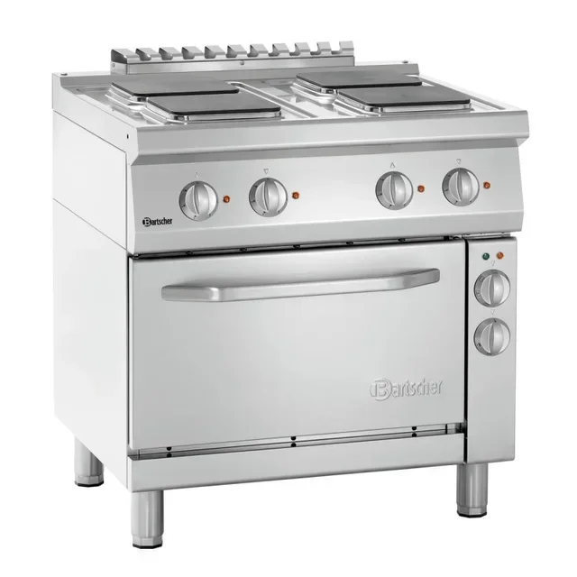 Fogão Profissional Série 700 - 4 Placas Aquecedoras Quadradas e Forno Gastronorm GN 1/1