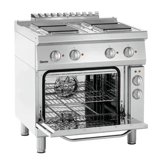 Fogão Profissional Série 700 - 4 Placas Aquecedoras Quadradas e Forno Gastronorm GN 1/1