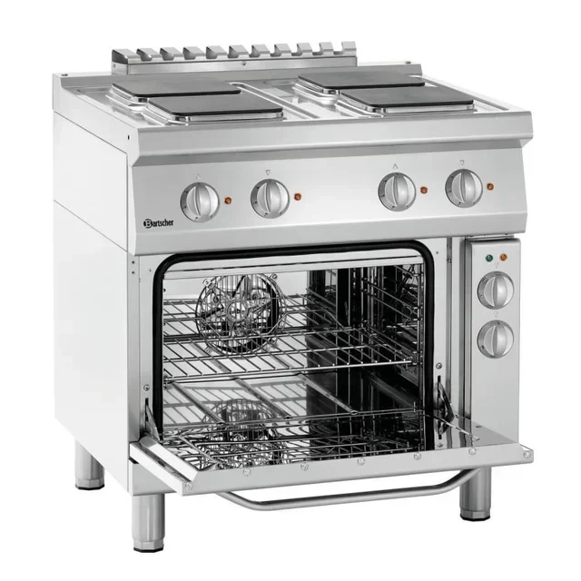 Fogão Profissional Série 700 - 4 Placas Aquecedoras Quadradas e Forno Gastronorm GN 1/1