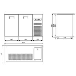 Frigo à Boissons 2 Portes - Bac Réfrigéré Droit