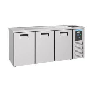 3-Door Beverage Fridge - Beer Cooler with Straight Refrigerated Well