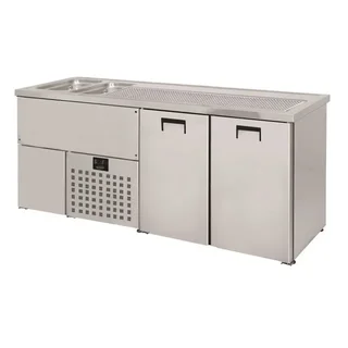 2-Door Beverage Cooler - Double Left Side Drip Tray