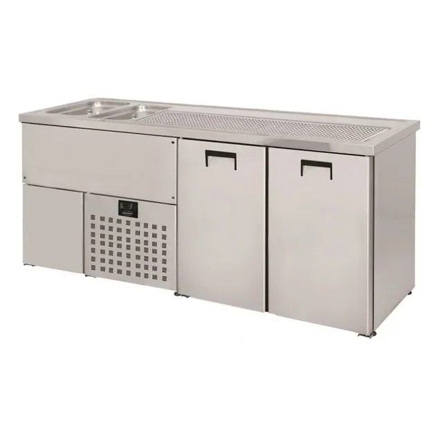 2-Door Beverage Cooler - Double Left Side Drip Tray