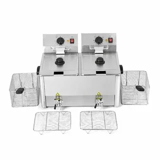 Fritadeira Elétrica Dupla Cuba 8 Litros com Sistema de Drenagem - Uso Profissional