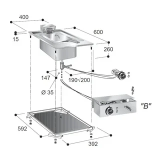 Professional Drop-In Electric Deep Fryer 10 Liters - Built-In Model