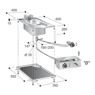 Freidora Eléctrica Profesional Empotrable 10 Litros - Modelo Drop-In