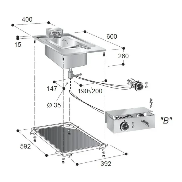 Professionelle Einbau-Elektrofritteuse 10 Liter - Drop-In Modell