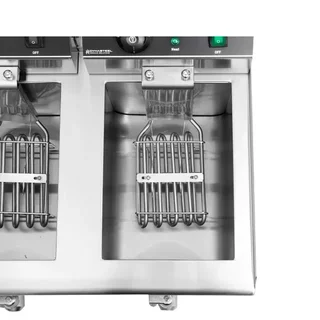 Professionelle Elektro-Fritteuse Doppelbecken 13L + 13L mit Ablasshahn - Überholt
